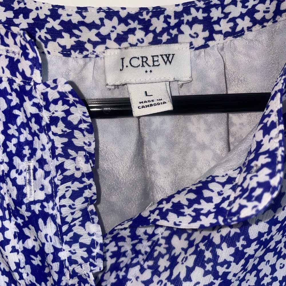 J. Crew Blue and White Floral Blouse